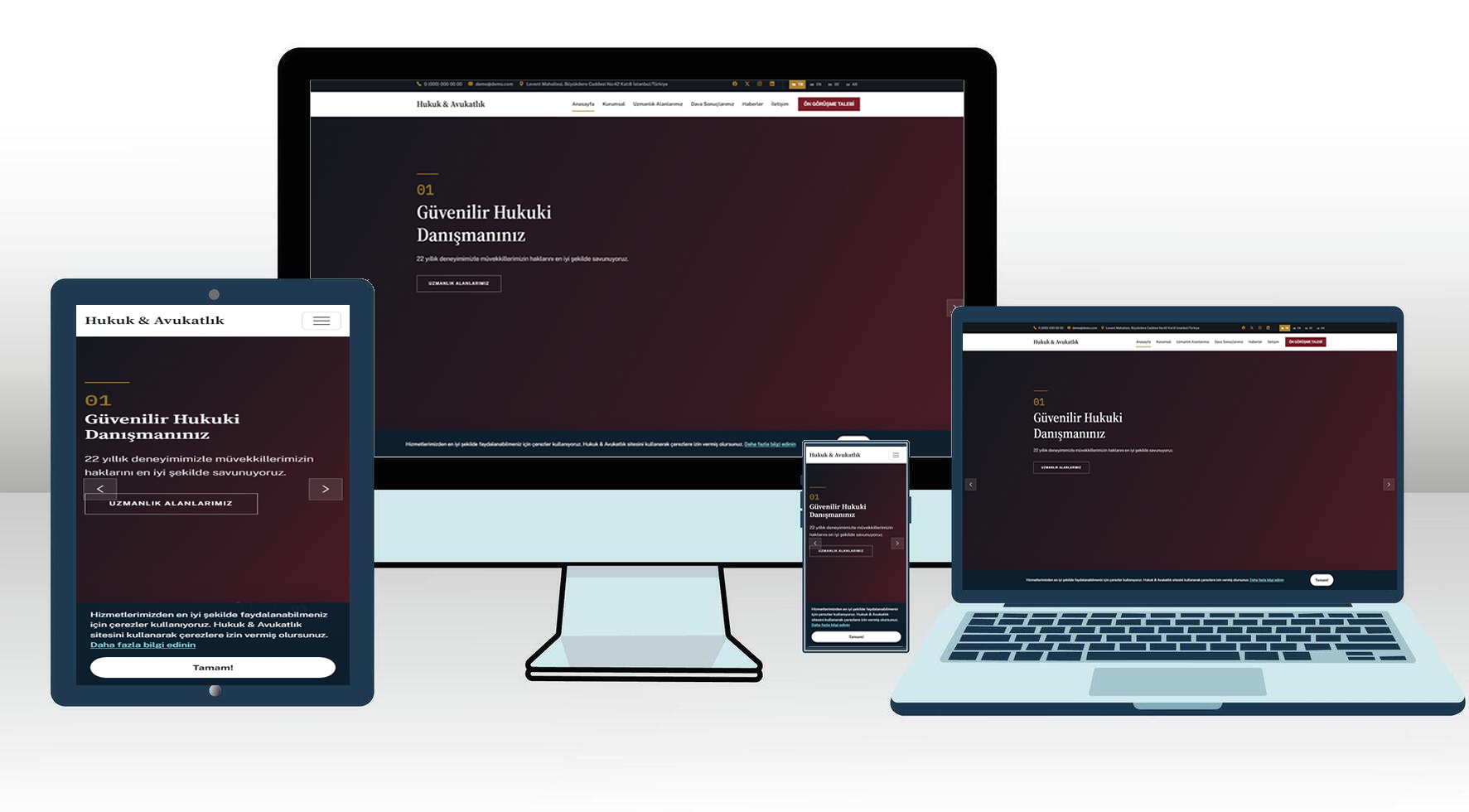 Hukuk Bürosu Web Sitesi Scripti | Yeni Dil Sistemli, Dava Sonuçları, Ödüller, Ön Görüşme Formu